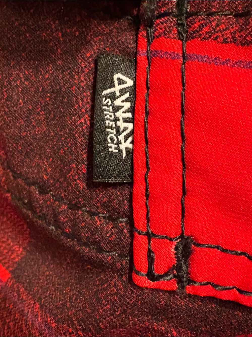 Billabong Platinum Quad Stretch Board Shorts Red and Black Buffalo Plaid Pattern - Picture 7 of 12